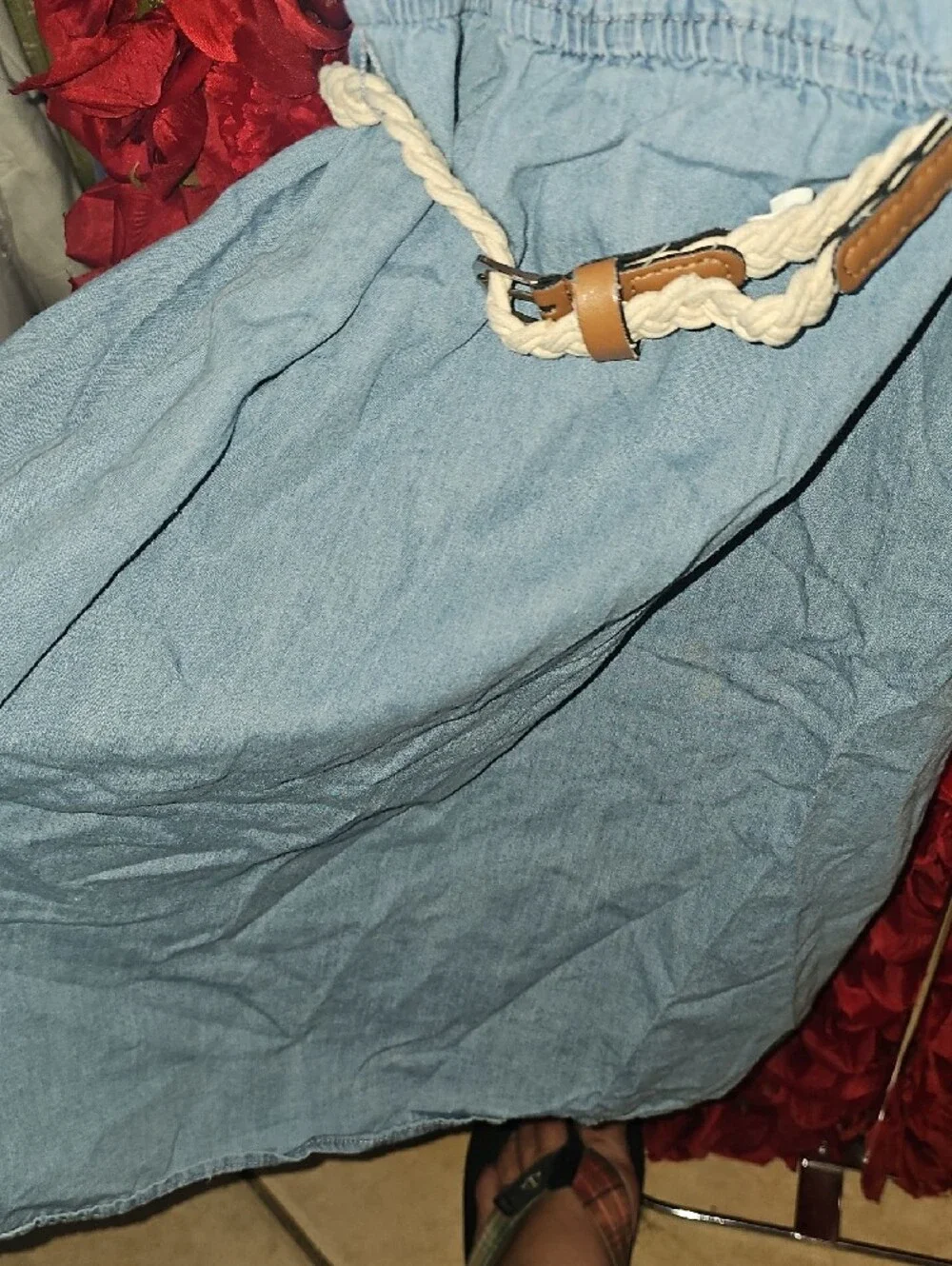 Justice Light Blue One-Shoulder Ruffle Dress with Braided Belt Size 14